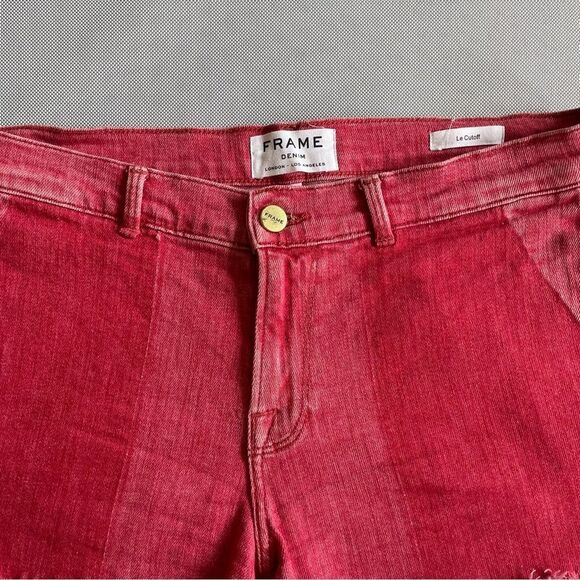 FRAME Le Cutoff Womens Short Denim Crimson Shadow Red Size 27 - Picture 2 of 7